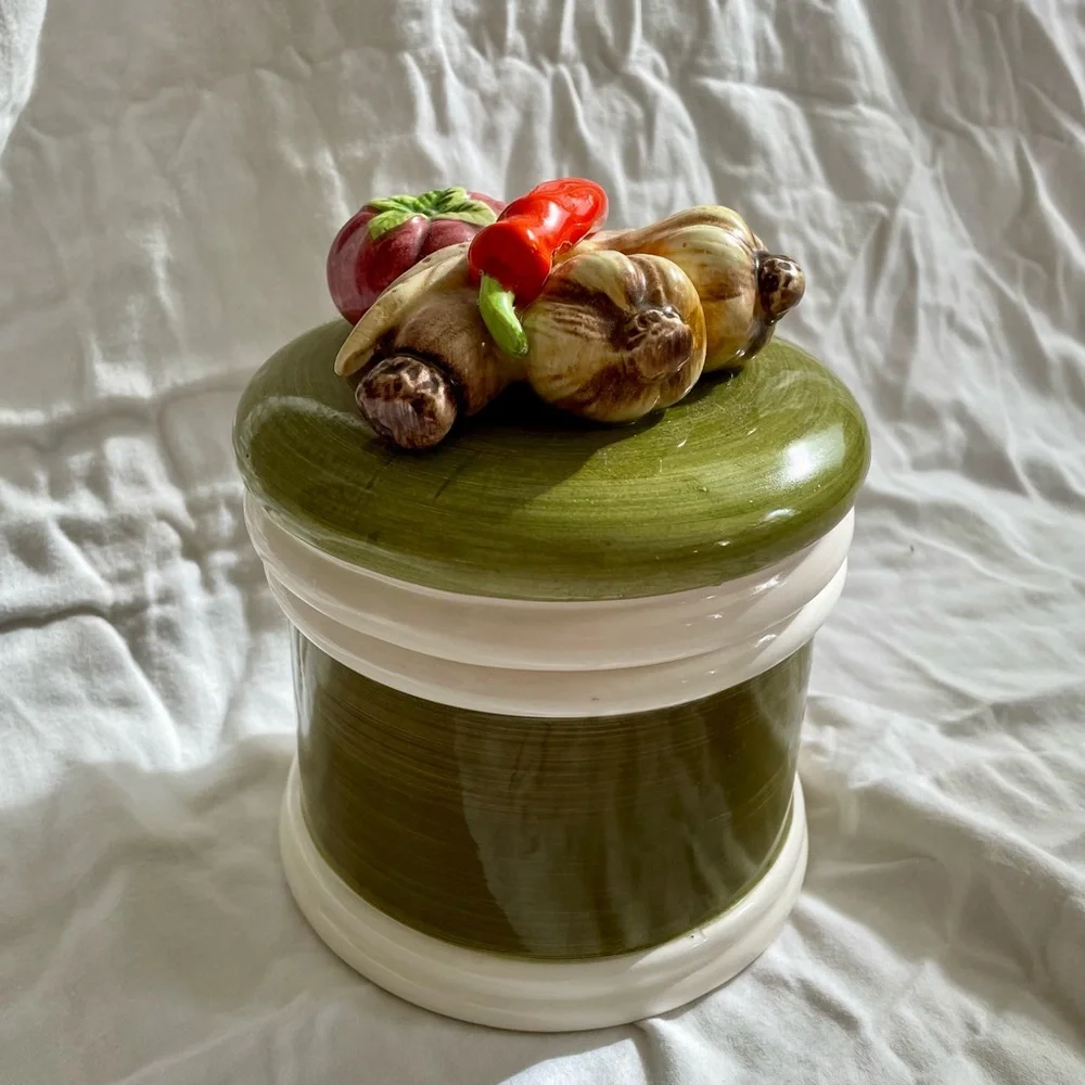 MCM vintage Ceramic Canister with Vegetable Lid home decor kitchen decor cute